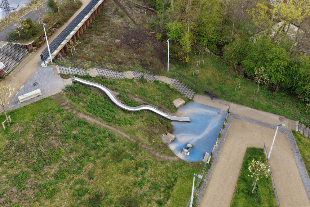 Glasgow Canal Slide, Maryhill, aerial photograph