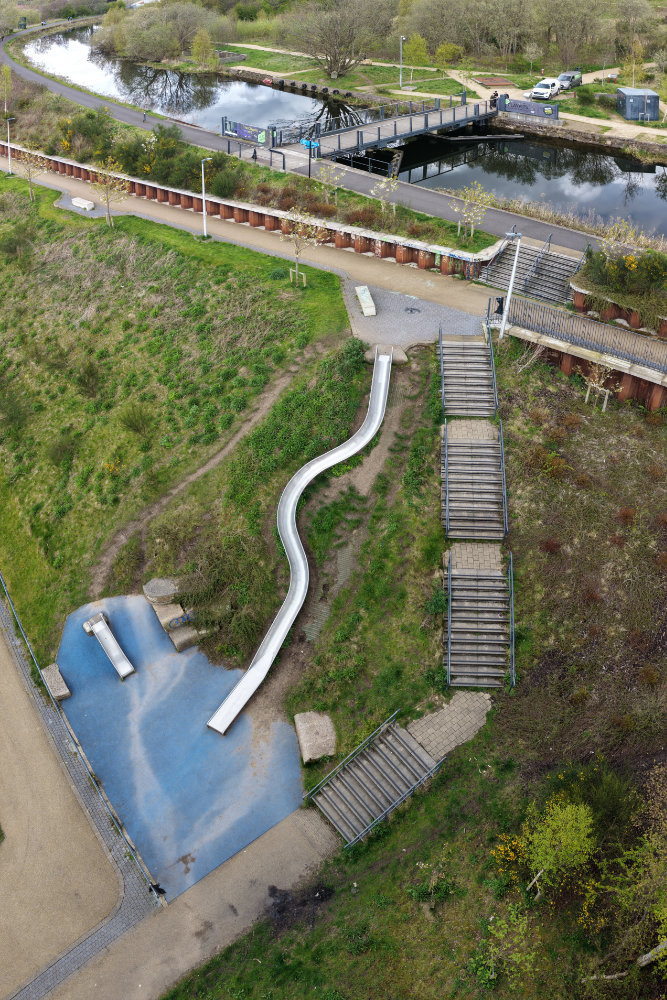 Glasgow Canal Slide, Maryhill, aerial photograph
