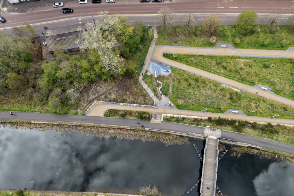Glasgow Canal Slide, Maryhill, aerial photograph