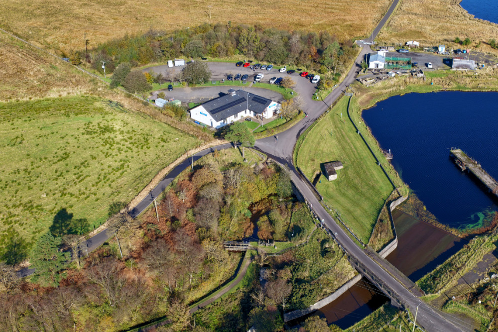 Greenock Cut Centre, Clyde Muirshiel Regional Park, Inverclyde, Scotland, licensable aerial photograph