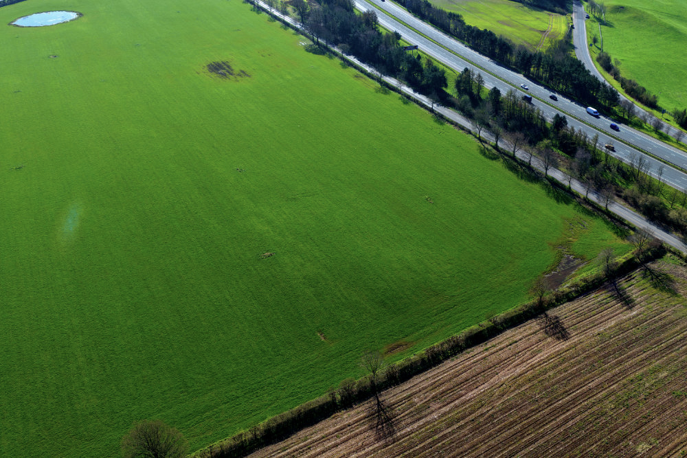 Gretna Star of Caledonia, A74(M), Scottish/English border, aerial photograph