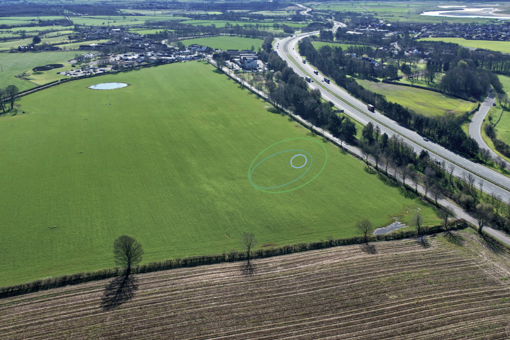 Gretna Star of Caledonia, A74(M), Scottish/English border, aerial photograph