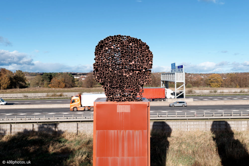 The Three Heids, Holytown by the M8, aerial photograph