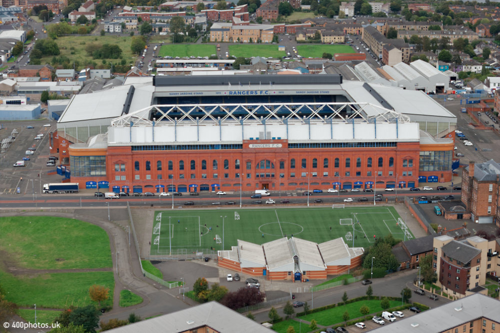 Ibrox Stadium, Glasgow Rangers home ground, aerial photograph