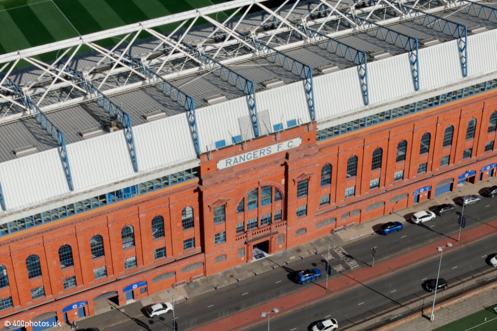 Ibrox Stadium, Glasgow Rangers home ground, aerial photograph
