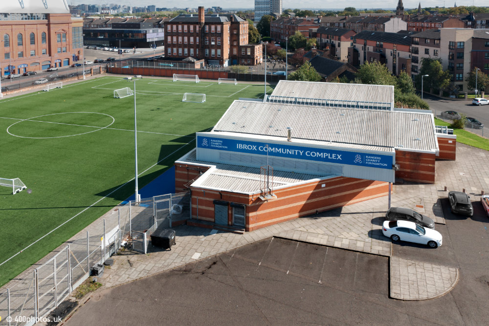 Ibrox Stadium, Glasgow Rangers home ground, aerial photograph