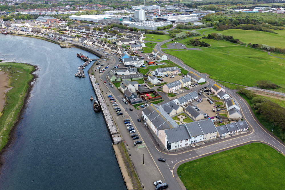 Irvine Harbourside and Harbour Arts Centre, North Ayrshire, aerial photograph