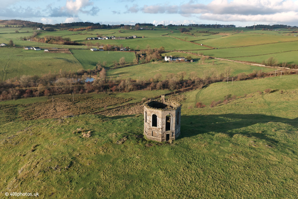 Kenmure Hill Temple, Howwood, Renfrewshire, aerial photograph