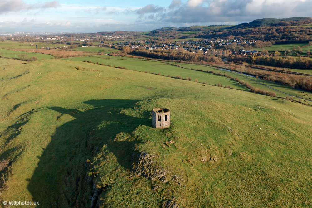 Kenmure Hill Temple, Howwood, Renfrewshire, aerial photograph