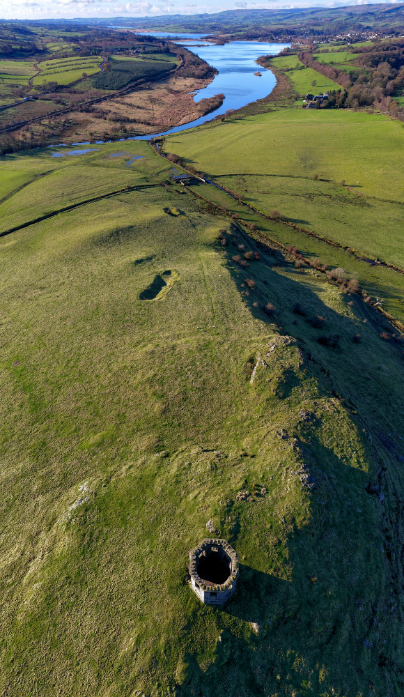 Kenmure Hill Temple, Howwood, Renfrewshire, aerial photograph
