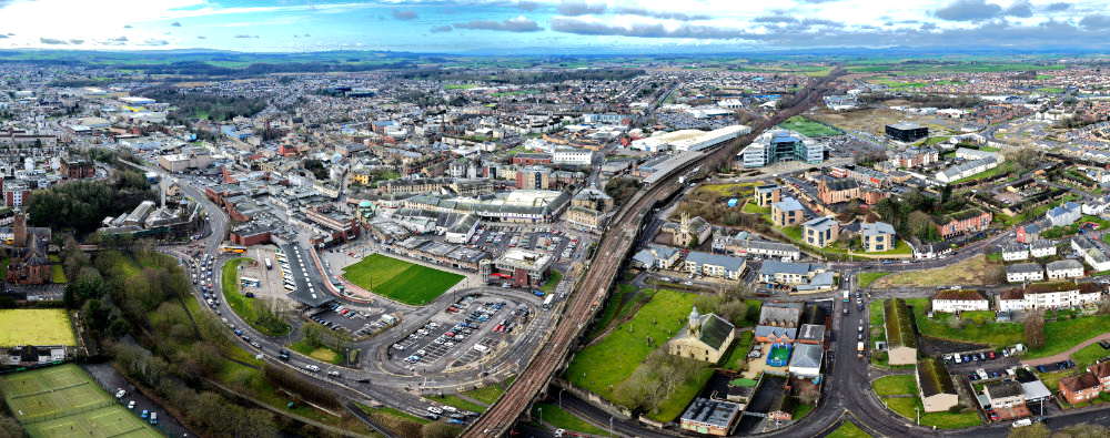 The Town Centre, Kilmarnock, East Ayrshire, aerial photograph
