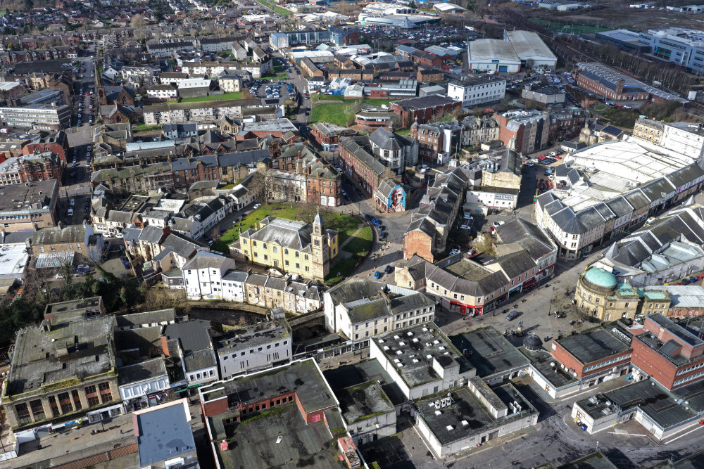 The Town Centre, Kilmarnock, East Ayrshire, aerial photograph