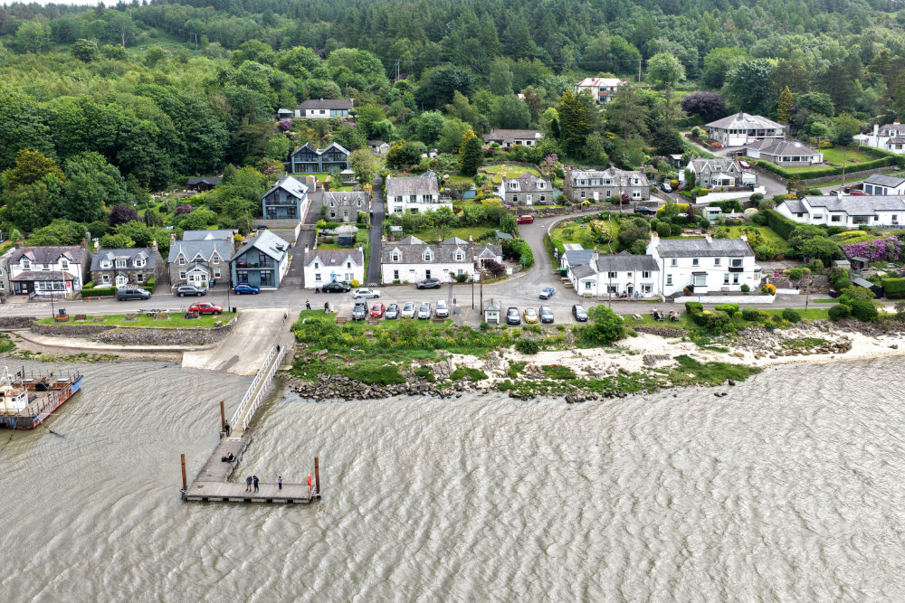 Kippford village, Solway coast, Dumfries and Galloway, licensable aerial photograph