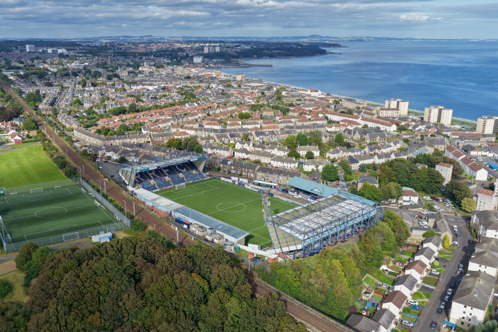 Stark's Park, Raith Rovers, Kirkcaldy, Fife, licensable aerial photograph