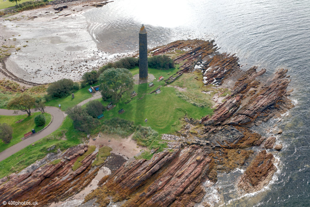 Largs Pencil Monument and Yacht Haven, Largs, North Ayrshire, aerial photograph