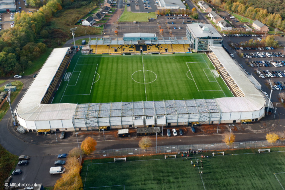 Livingston Football Club, Almondvale, Midlothian, aerial photograph