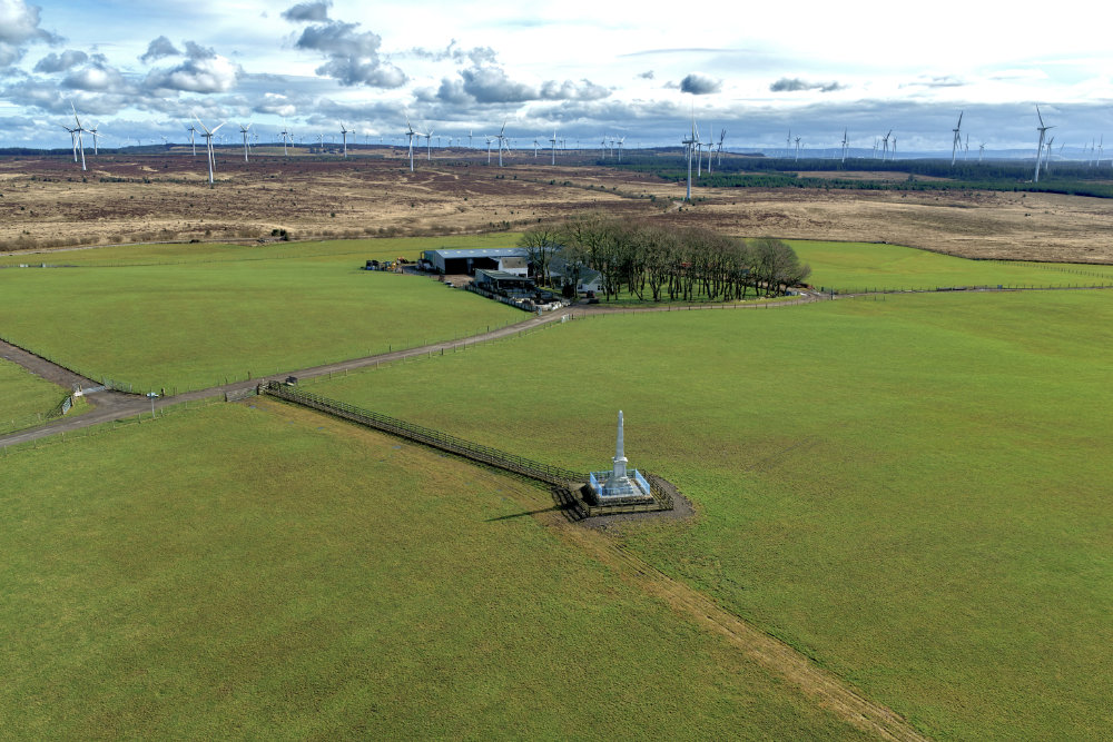 Lochgoin Monument, East Ayrshire, aerial photograph