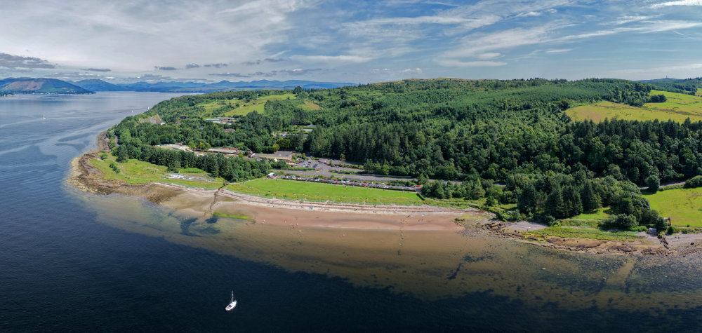 Lunderston Bay, north of Inverkip in Inverclyde, licensable aerial photograph