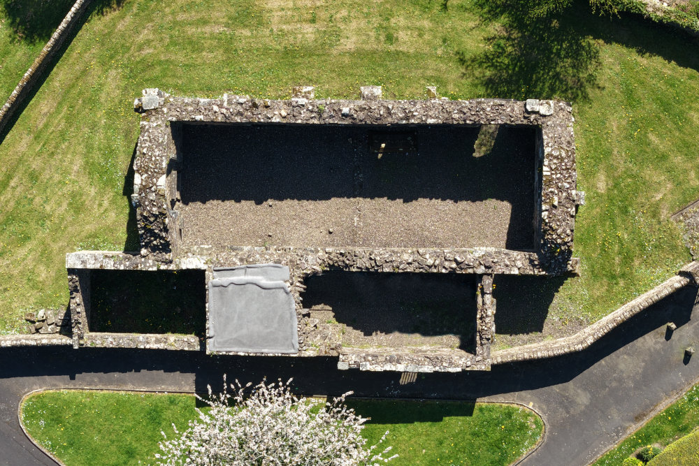 Maybole Collegiate Church in South Ayrshire, aerial photograph