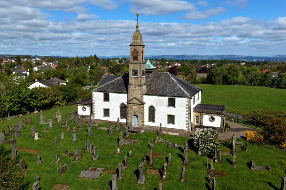 Mearskirk Church, East Renfrewshire, aerial photograph