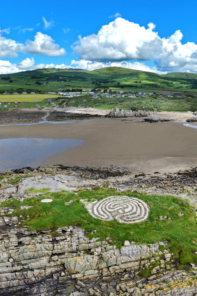 Mossyard Labyrinth, Wigtown Bay, Dumfries and Galloway, licensable aerial photograph