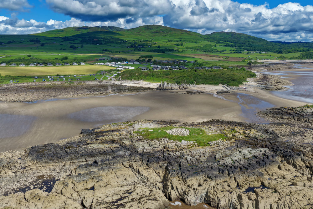 Mossyard Labyrinth, Wigtown Bay, Dumfries and Galloway, licensable aerial photograph