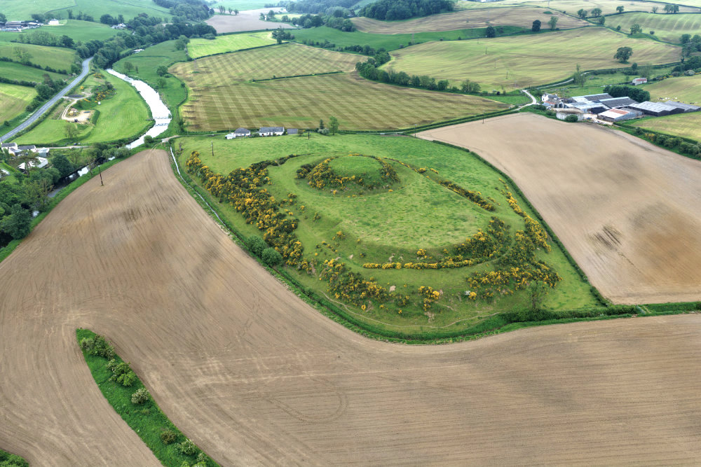 Mottte of Urr, Dalbeattie, Dumfries and Galloway, licensable aerial photograph