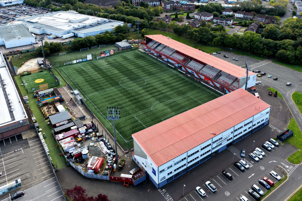 New Douglas Park, Hamilton, South Lanarkshire, Scotland, licensable aerial photograph