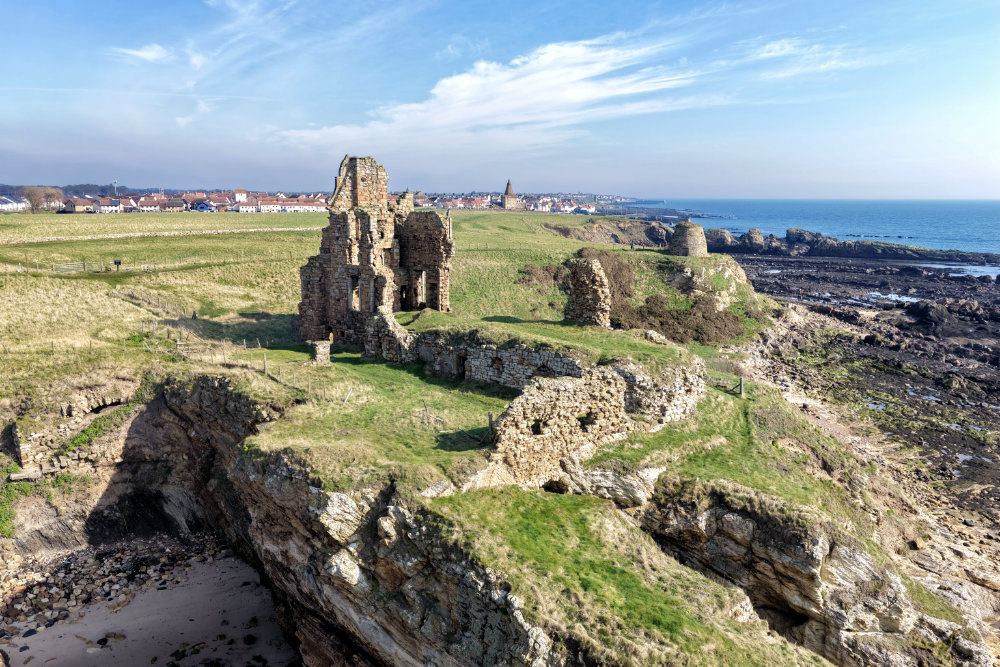 Newark Castle, St Monans, Fife, aerial photograph
