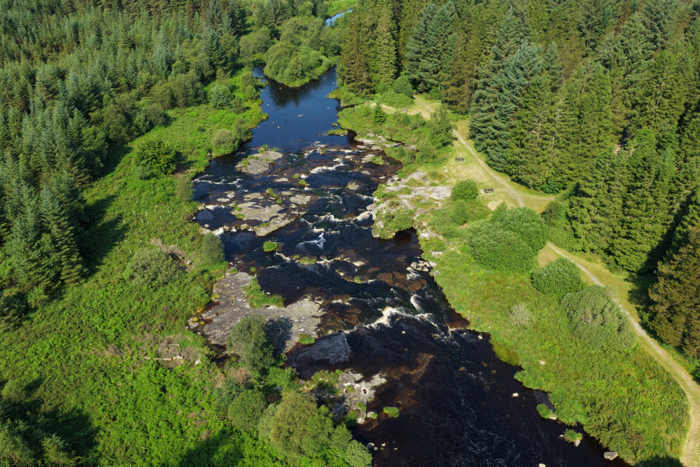 The Otter Pool, Raiders' Road, Galloway Forest Park, licensable aerial photograph