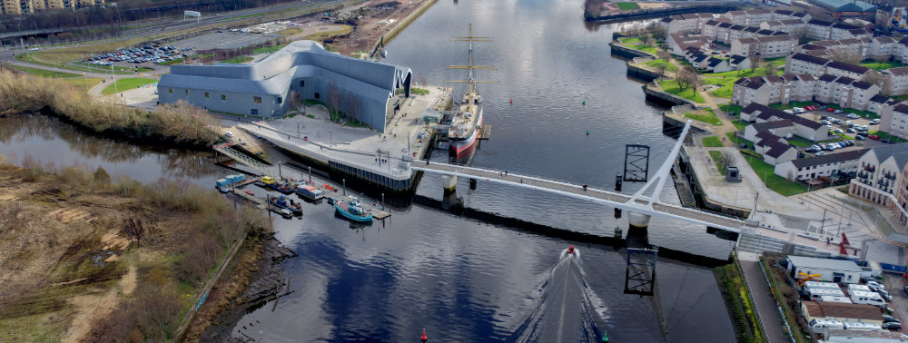 Riverside Museum, Partick, Glasgow, aerial photograph