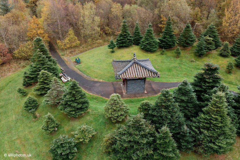 The Scottish Korean War Memorial, Torpichen, Linlithgow, aerial photograph