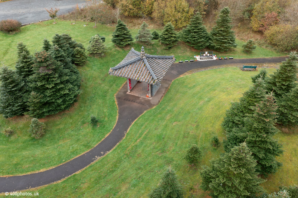 The Scottish Korean War Memorial, Torpichen, Linlithgow, aerial photograph