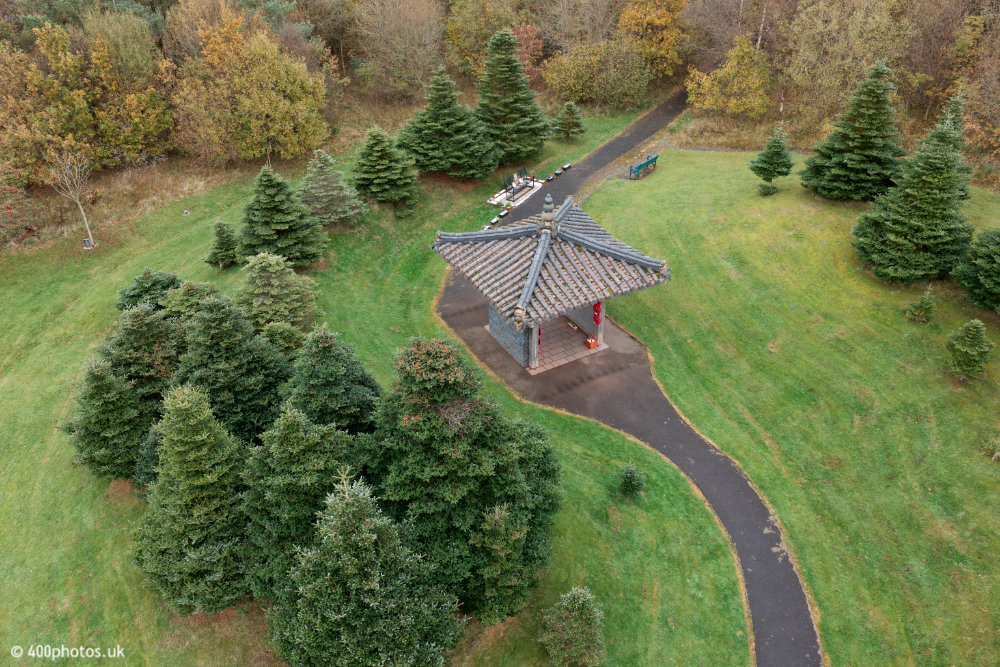 The Scottish Korean War Memorial, Torpichen, Linlithgow, aerial photograph
