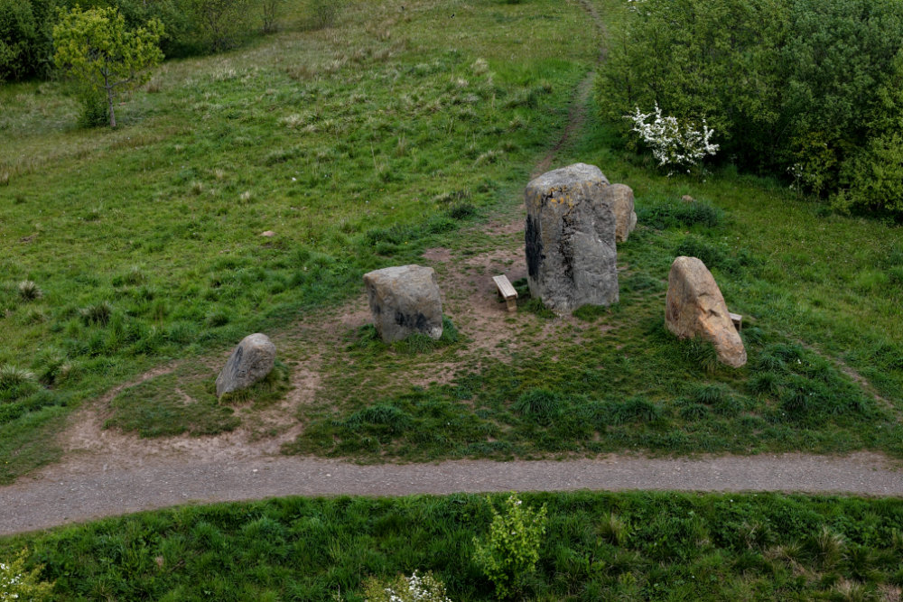 Sourlie Standing Stones, Irvine, North Ayrshire, licensable aerial photograph