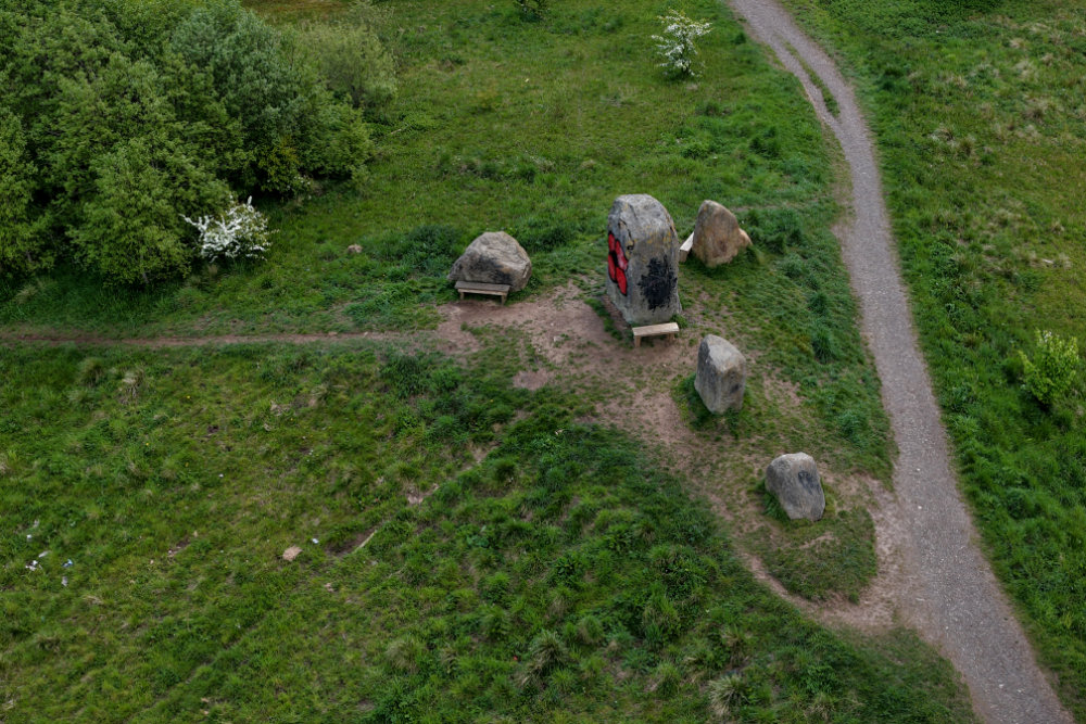 Sourlie Standing Stones, Irvine, North Ayrshire, licensable aerial photograph