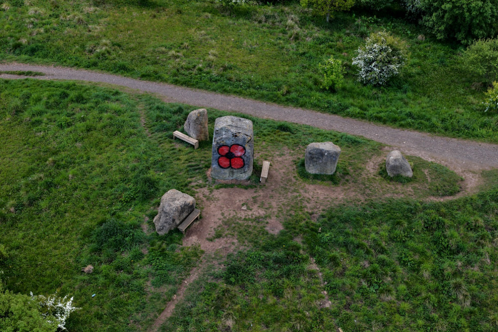 Sourlie Standing Stones, Irvine, North Ayrshire, licensable aerial photograph