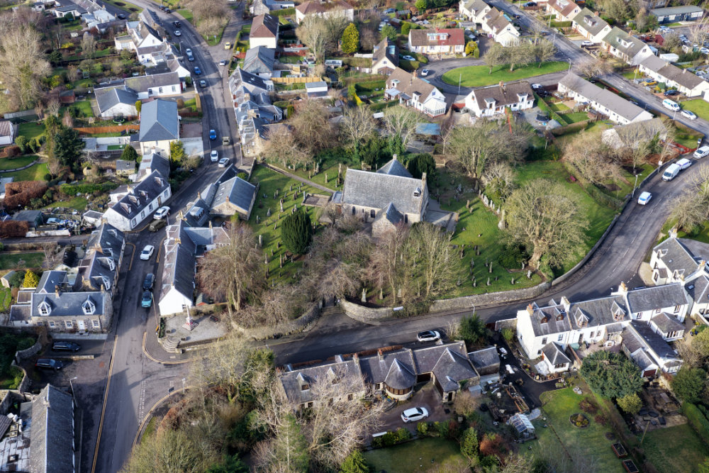 Symington Church and Village, aerial photograph