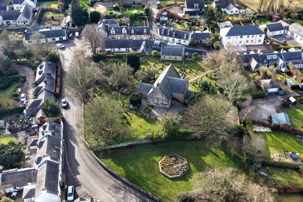 Symington Church and Village, aerial photograph