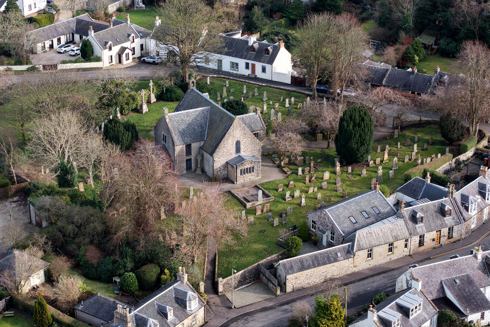 Symington Church and Village, aerial photograph