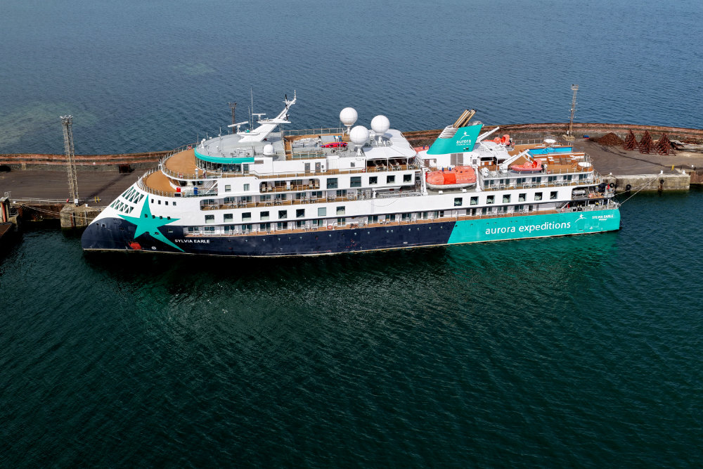 Troon Cruise Ship - Sylvia Earle - Aurora Expeditions, licensable aerial photographs.