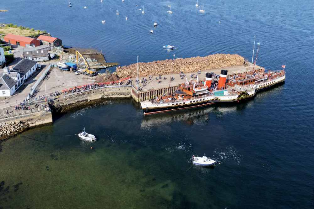 Waverley Paddle Steamer, Ardrishaig, Argyll and Bute, Scotland, licensable aerial photograph