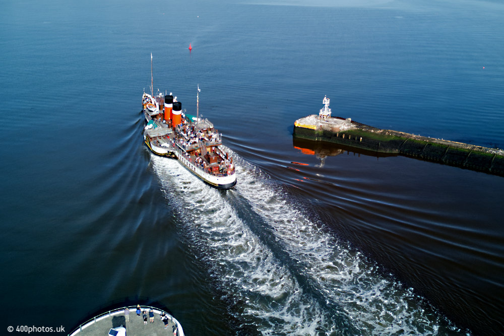 Waverley Paddle Steamer, Ayr, Ayrshire, aerial photograph