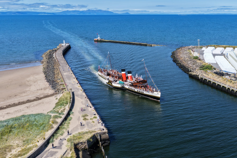 Waverley Paddle Steamer, Ayr, South Ayrshire, Scotland, licensable aerial photograph
