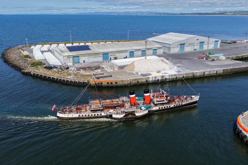 Waverley Paddle Steamer, Ayr, South Ayrshire, Scotland, licensable aerial photograph