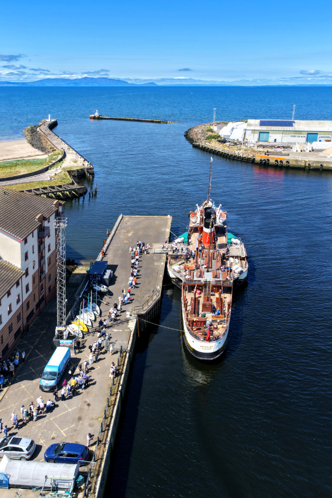 Waverley Paddle Steamer, Ayr, South Ayrshire, Scotland, licensable aerial photograph