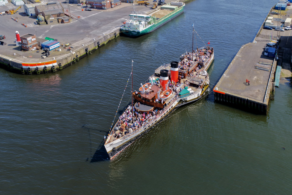 Waverley Paddle Steamer, Ayr, South Ayrshire, Scotland, licensable aerial photograph