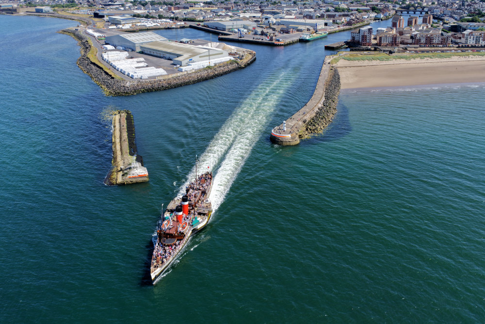 Waverley Paddle Steamer, Ayr, South Ayrshire, Scotland, licensable aerial photograph
