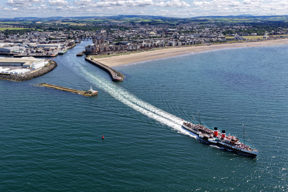 Waverley Paddle Steamer, Ayr, South Ayrshire, Scotland, licensable aerial photograph