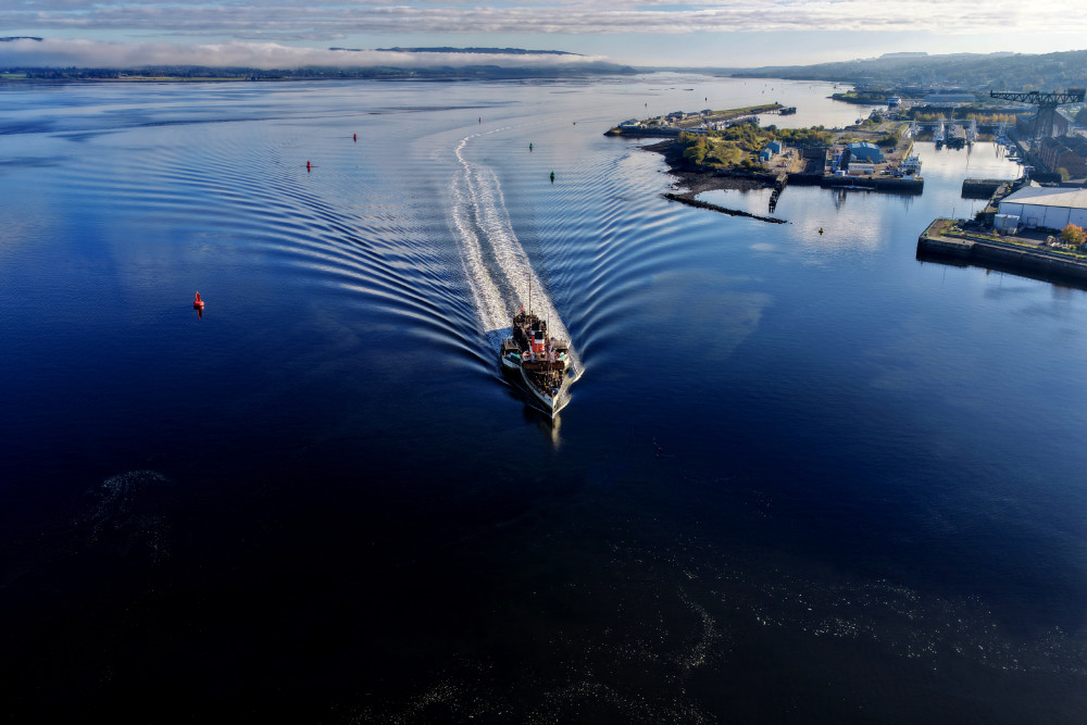 Waverley Paddle Steamer, Greenock, Inverclyde, Scotland, licensable aerial photograph